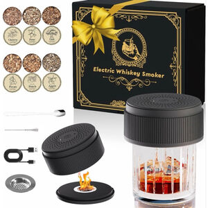 Electric Whiskey Bourbon Smoker Kit Rechargeable w/ Wood Chips Husband Dad Gift